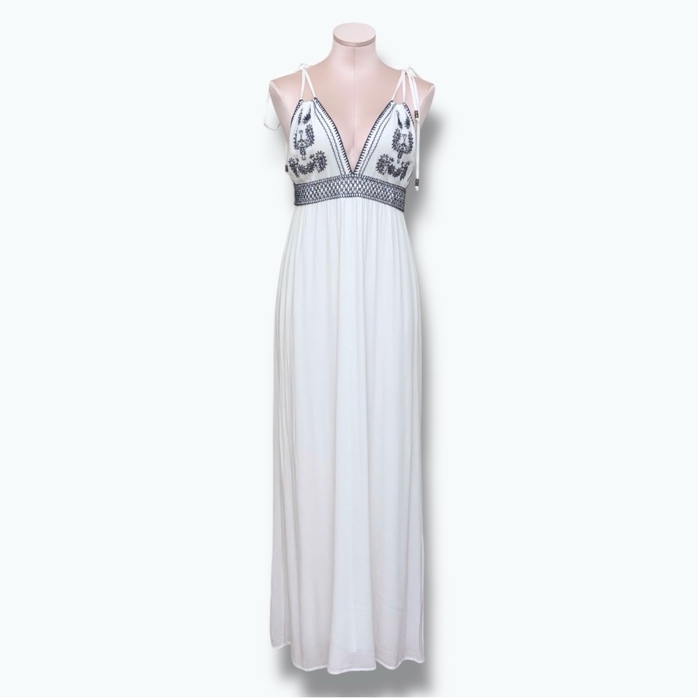 Lulus Days of Sunlight Ivory Embroidered Maxi Dress Size L
